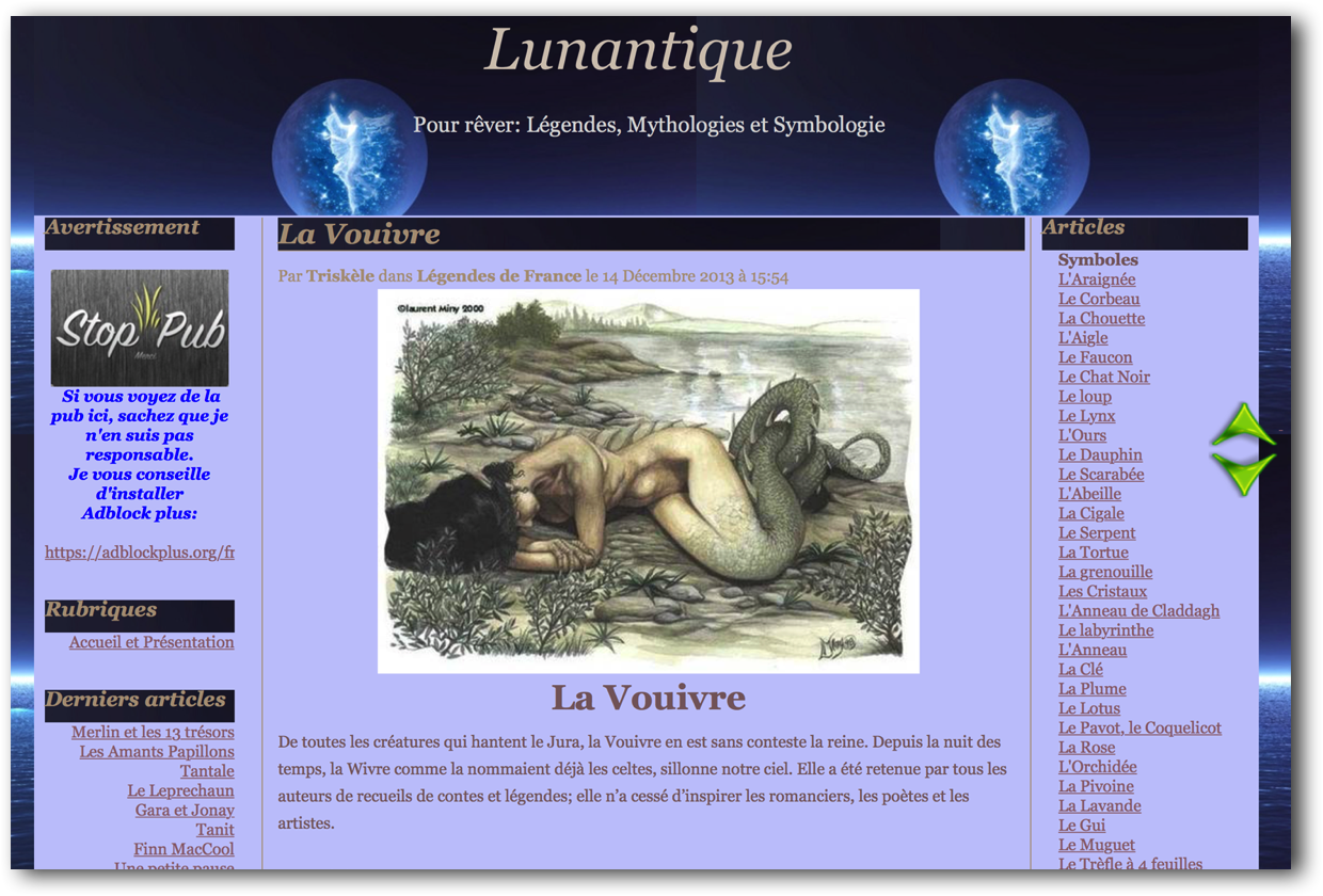 Vignette d'accès à la page Vouivre du site Lunantique